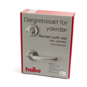 Habo Dørgrebssæt Yderdør Børstet Rustfri Incl. Cylinder
