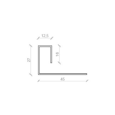 Facade dobbelt endekant hvid/sort/antracit 27 x 45 x 2500 mm