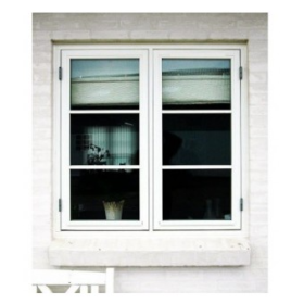 Bondehus vindue 89x99 cm hvid Model Antik 2 lags termo