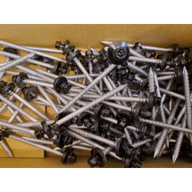 Tagskrue til Eternit Tagplader - Sort 6,4/7,0x100 mm - 100 stk. med skive