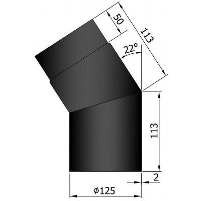 Bøjning 22° 155x155 mm - 150 mm